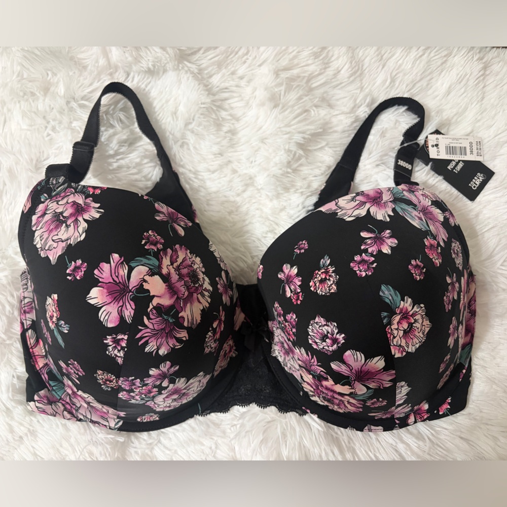 Torrid Black and Pink Floral Bra - Picture 2 of 10